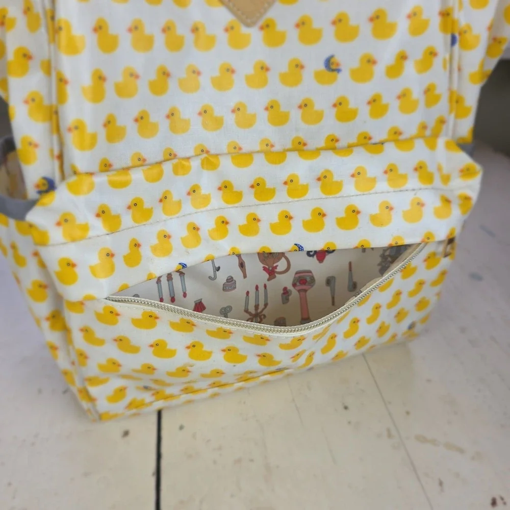 Yellow Rubber Duck Print Washable Waterproof Backpack Diaper Bag Travel - Picture 7 of 15